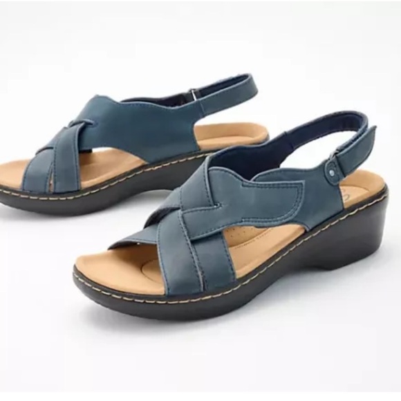 Clarks  Merliah Echo Leather Confort Wedge Sandals Size 11 super comfort - Picture 3 of 14